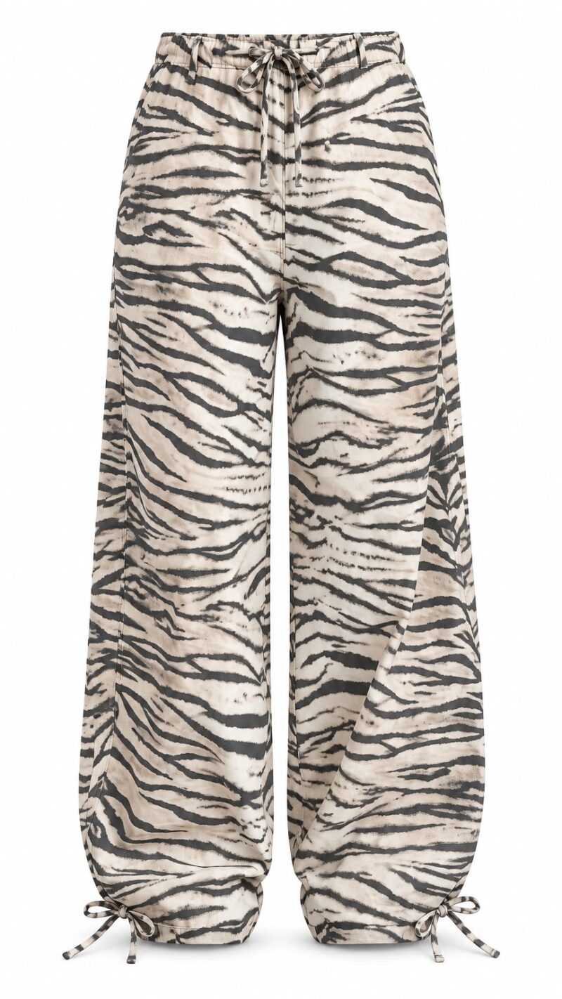 Beige Tiger Print Wide Leg Pants