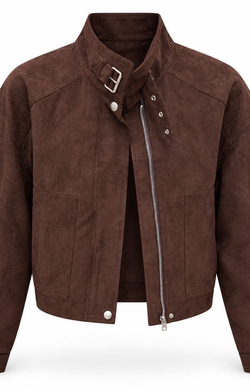 Brown Suede Cropped Jacket