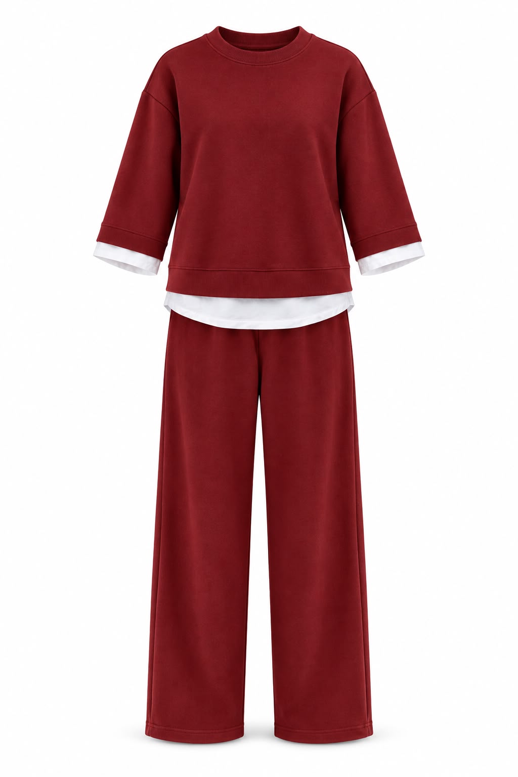 WhatsApp Image 2026-09-08 at 3.16.38 PM Red Wide Leg Pants and Sweatshirt Set - Image 1