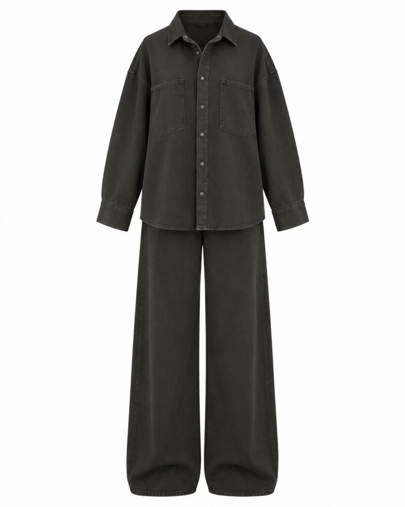 Olive Green Oversized Shirt and Pants Set