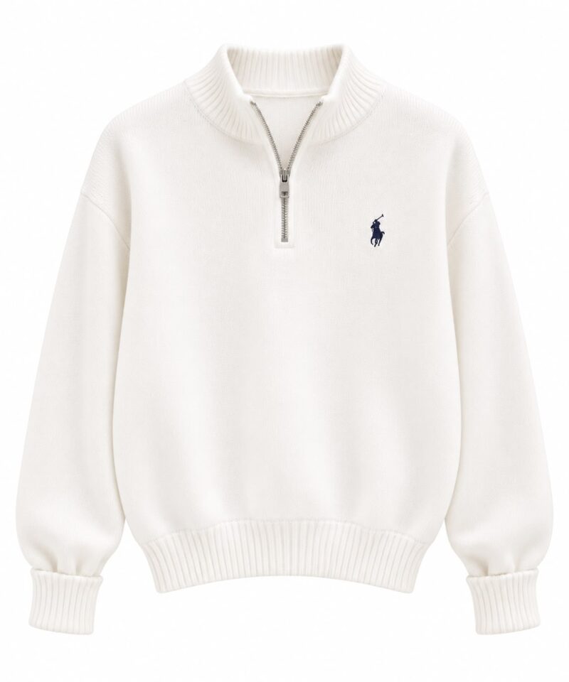White Quarter-Zip Sweater