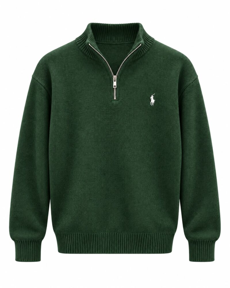Dark Green Quarter-Zip Sweater