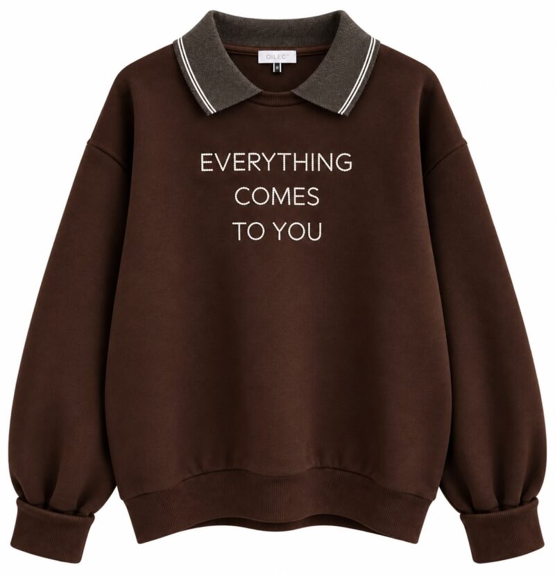 Brown Collared Sweatshirt
