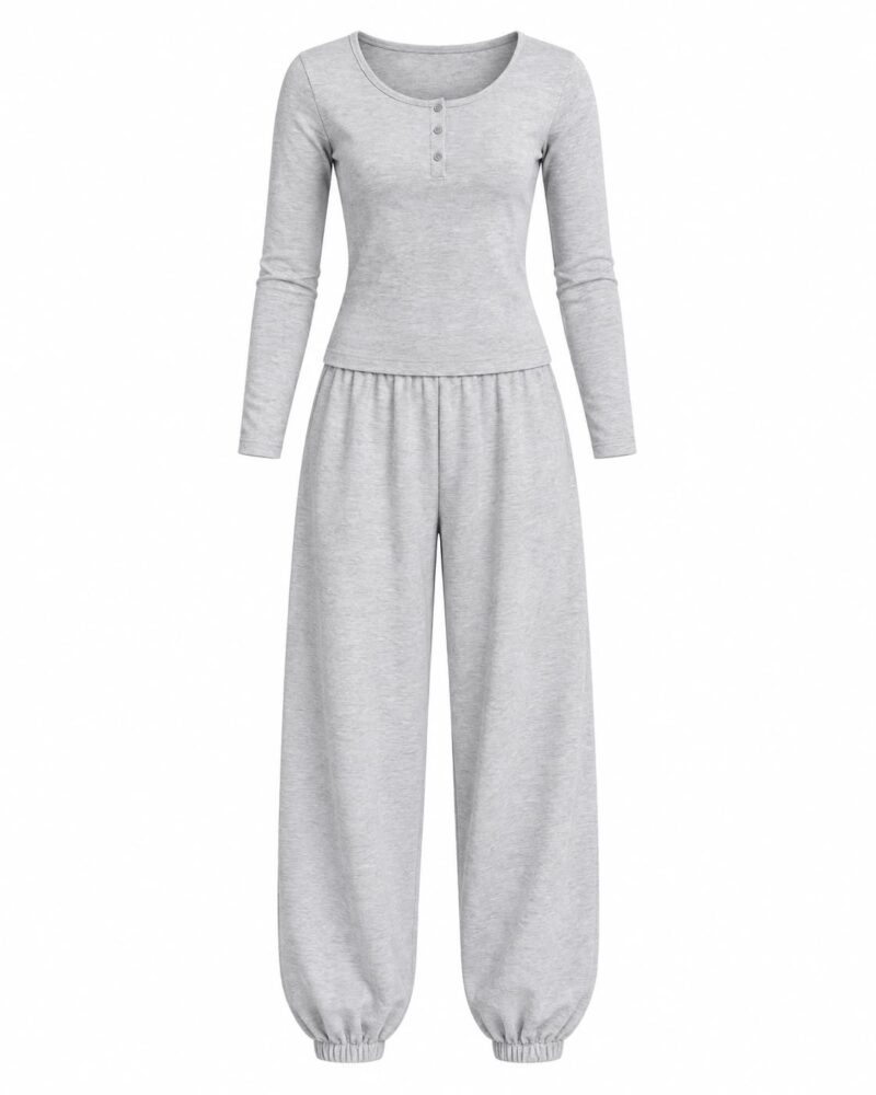 Grey Long Sleeve Loungewear Set
