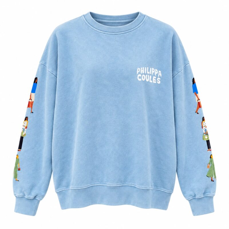 Philippa Coules Blue Graphic Sleeve Sweater