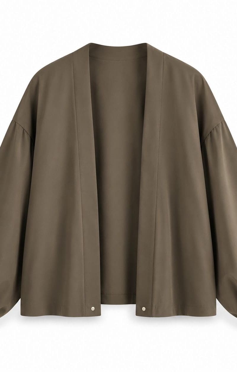 Olive Green Balloon Sleeve Kimono Jacket