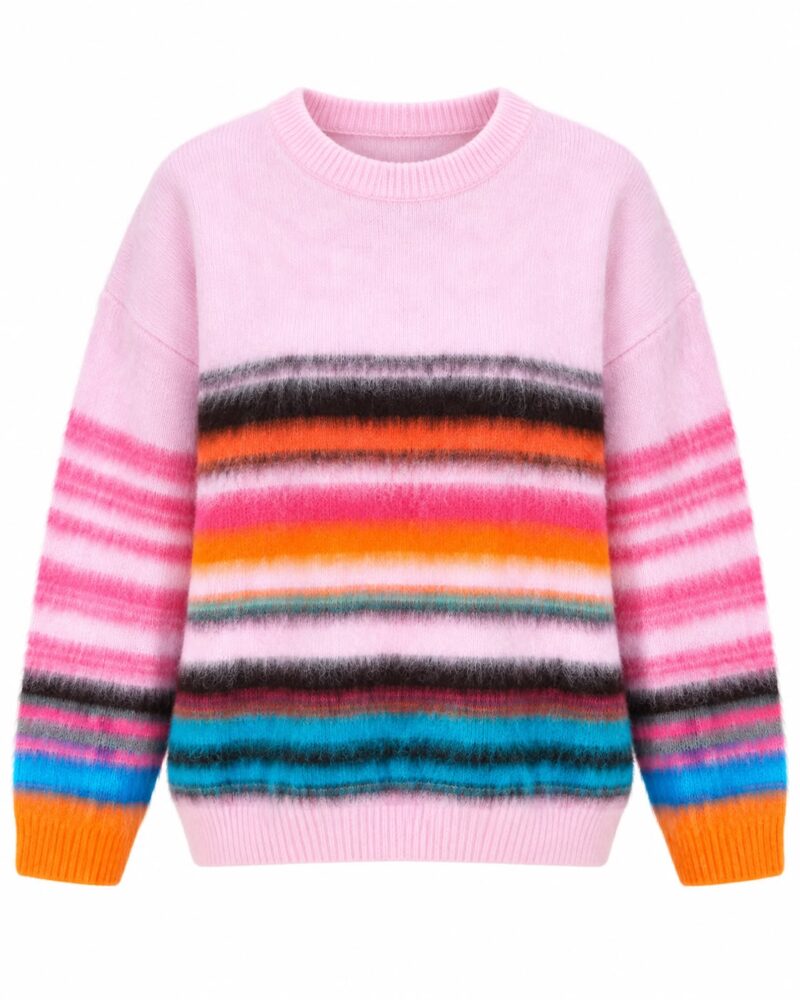 Pink Multicolor Striped Knit Sweater