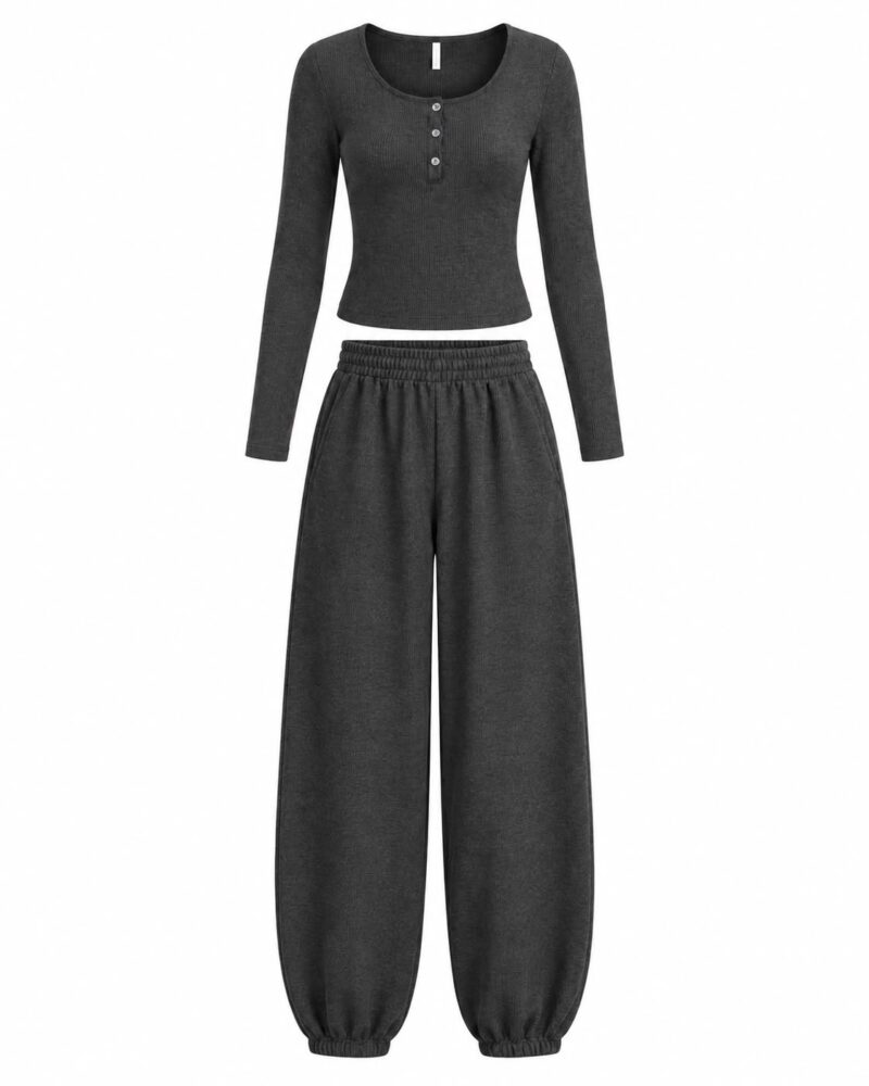 Black Long Sleeve Top and Jogger Set