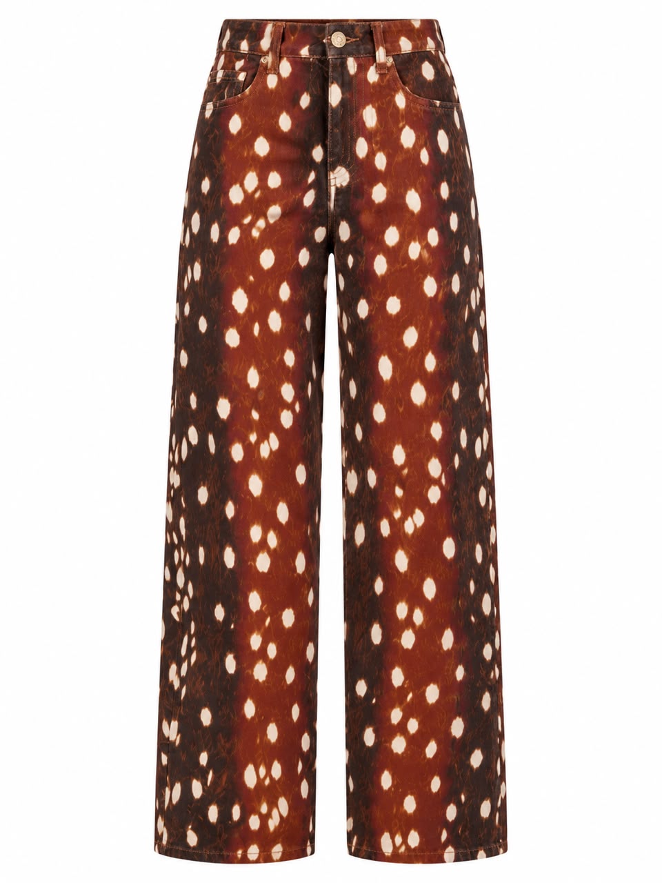 255e0673-b31f-4617-9280-9983c8286f52 Wide Leg Brown Polka Dot Jeans - Image 1