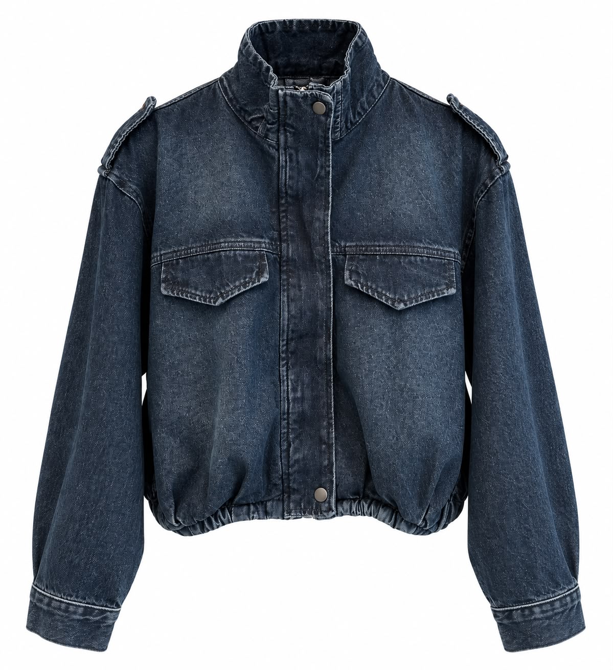 2711548b-d898-489c-8f86-eef3bcd8f47e Dark Wash Denim Bomber Jacket - Image 1