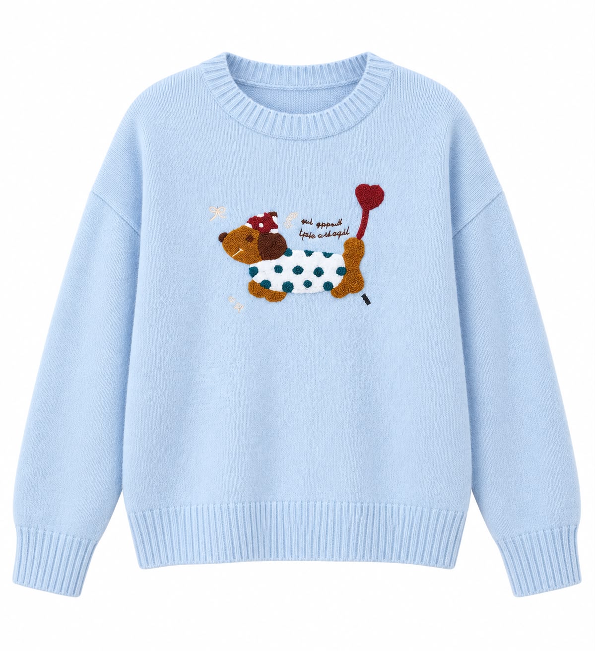 38bbf9dd-1201-4ff2-97d7-c140bd2fc844 Light Blue Dog Embroidered Sweater - Image 1