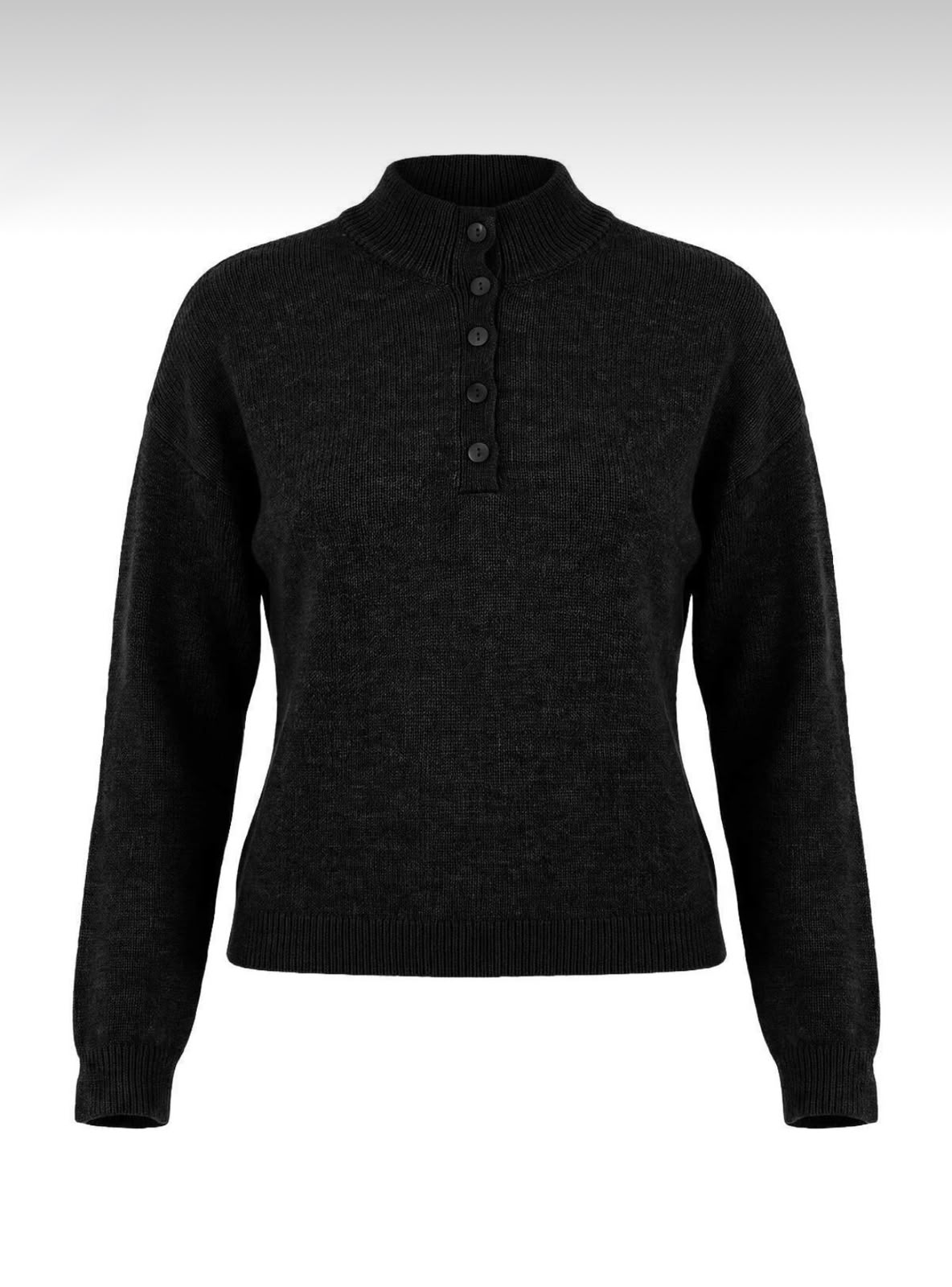 51b7dfbd-5155-4e64-b21d-0b8e56b61295 Black Button Up Knit Sweater - Image 1