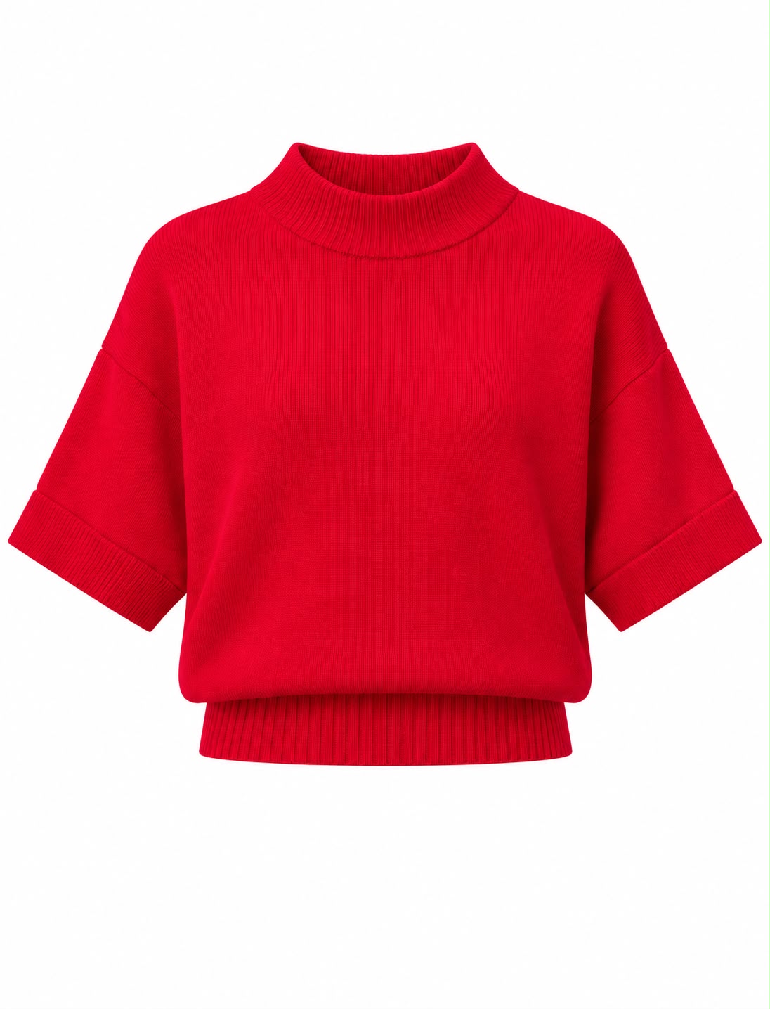 85151b9a-7ddb-48d0-b860-06e82bfd27f8 Red Short Sleeve Knit Sweater - Image 1