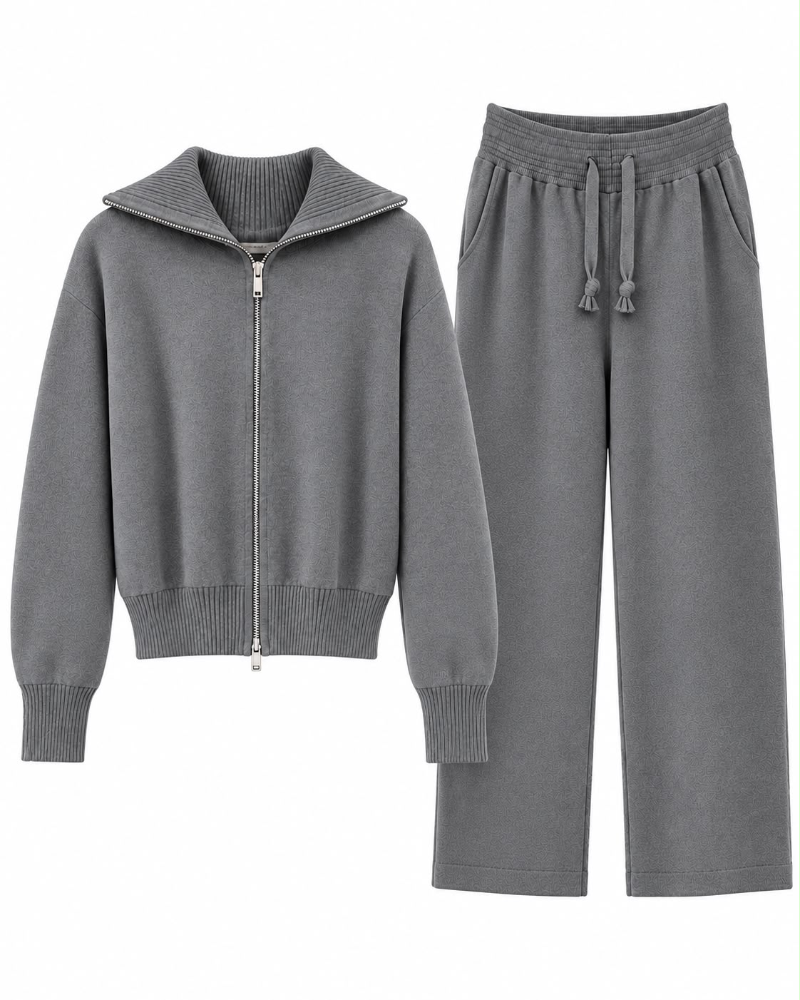 958390df-3ed7-4461-98b1-eed16ea78c63 Gray Zip Up Sweater Two Piece Set - Image 1