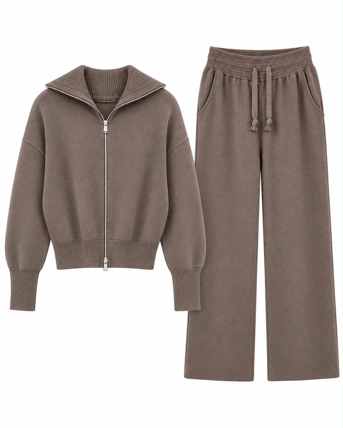 a09fc034-9611-40d5-b986-64aae0dbef9b Brown Zip Jacket and Pants Set - Image 1