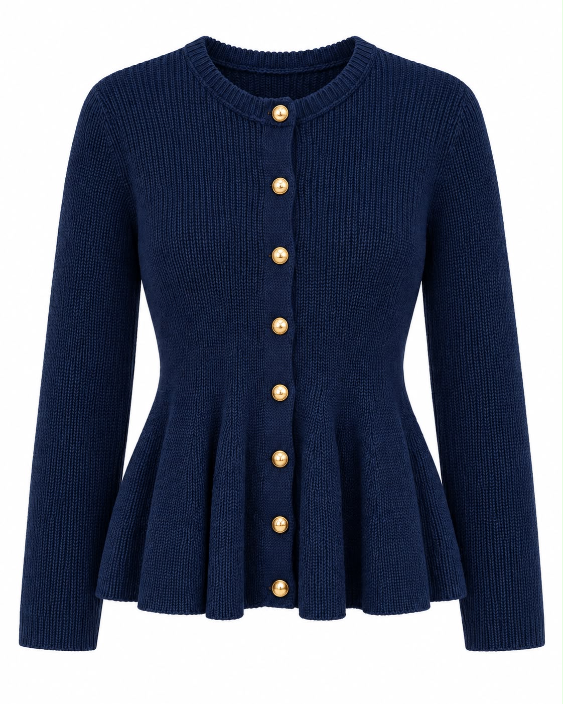 bb9ff5d2-4b1f-407c-879f-25083d93e6cb Navy Knit Cardigan With Gold Buttons - Image 1